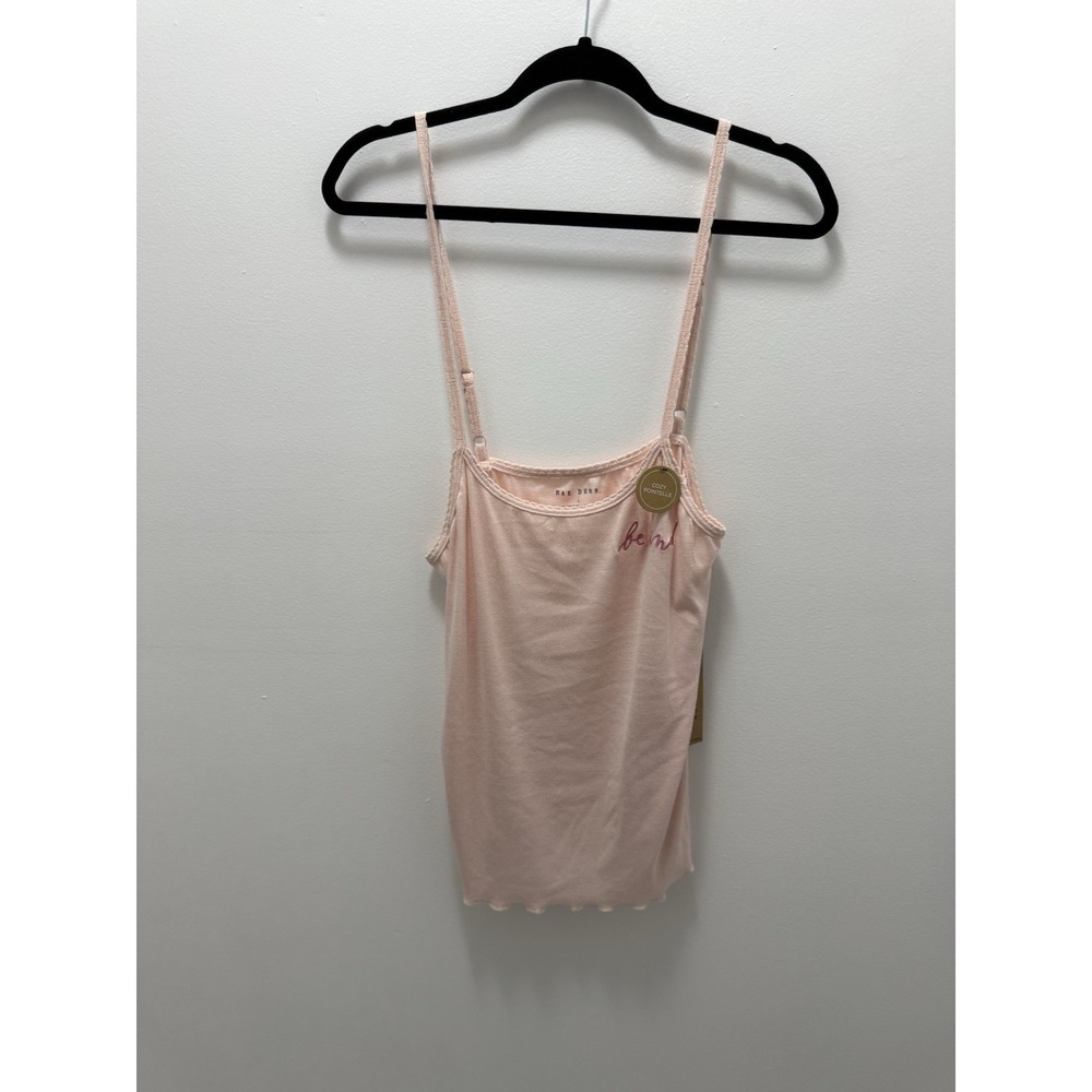 Rae Dunn Be Kind Pink Camisole Tank Top Women's Size L Cozy Pointelle NWT